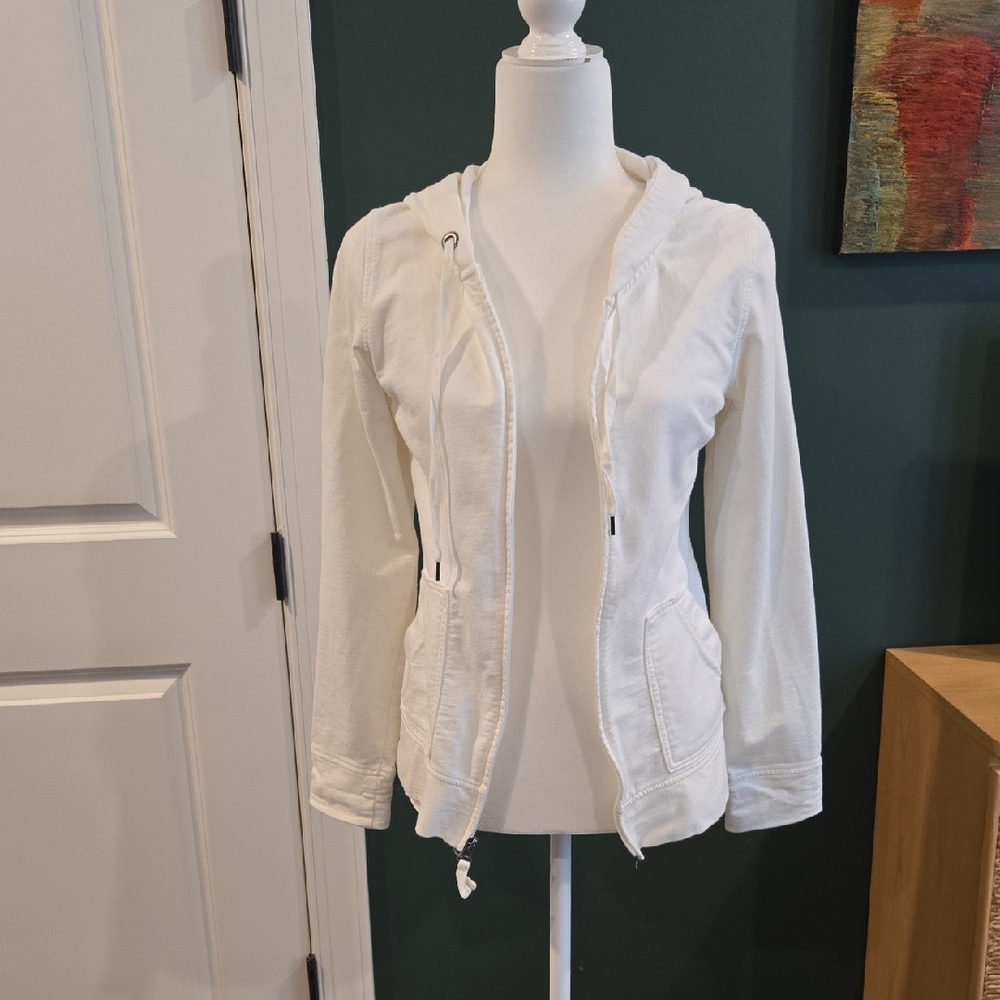 Merona Women's White Hooded Utility Jacket Zip Front